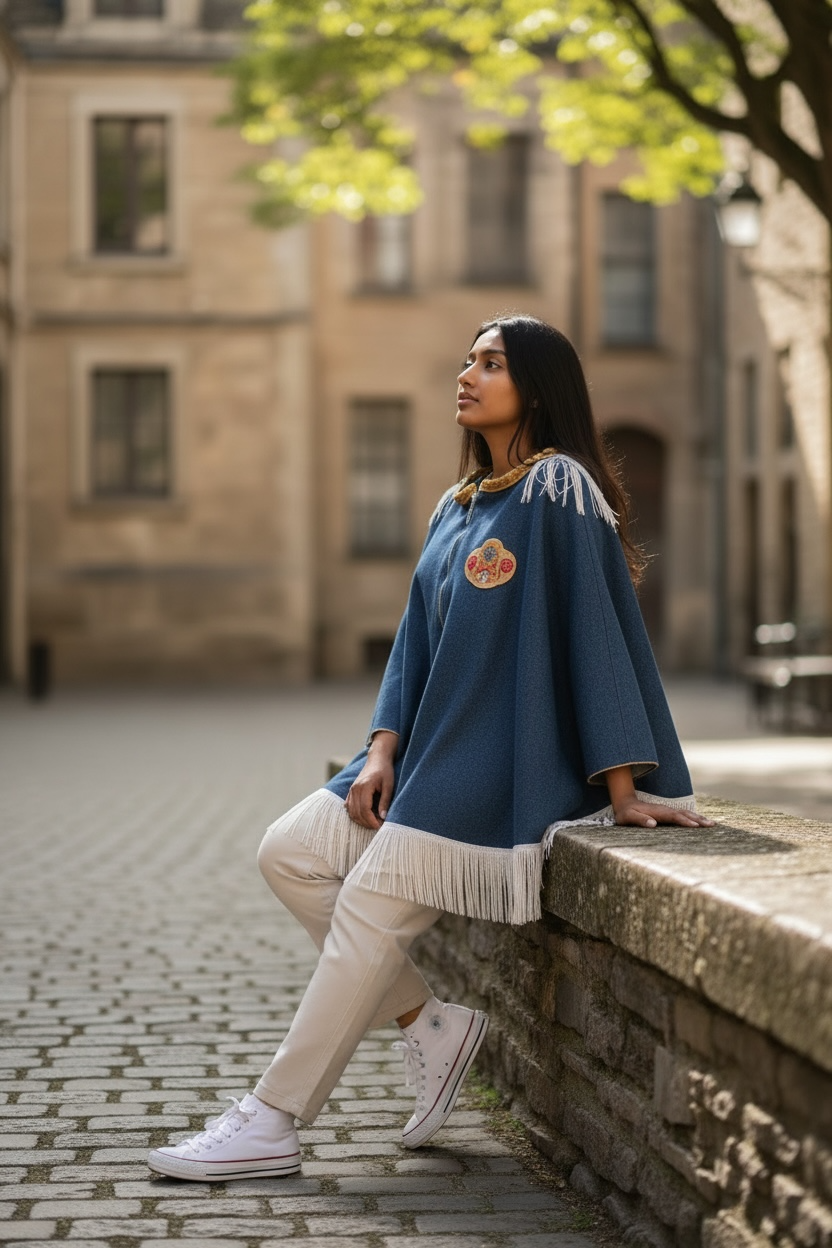 Unisex Denim, Fringe Cape Versatile for Many Occasions