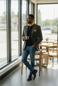 Distinguished, Stafford Corduroy Sports Coat Features a Pocket Square and an elegant scarf. Size 42 Long