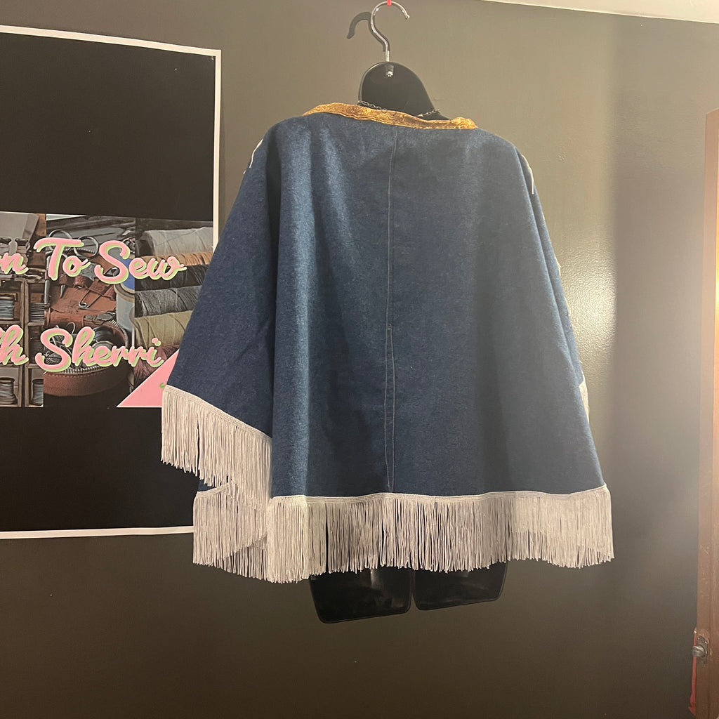 Unisex Denim, Fringe Cape Versatile for Many Occasions