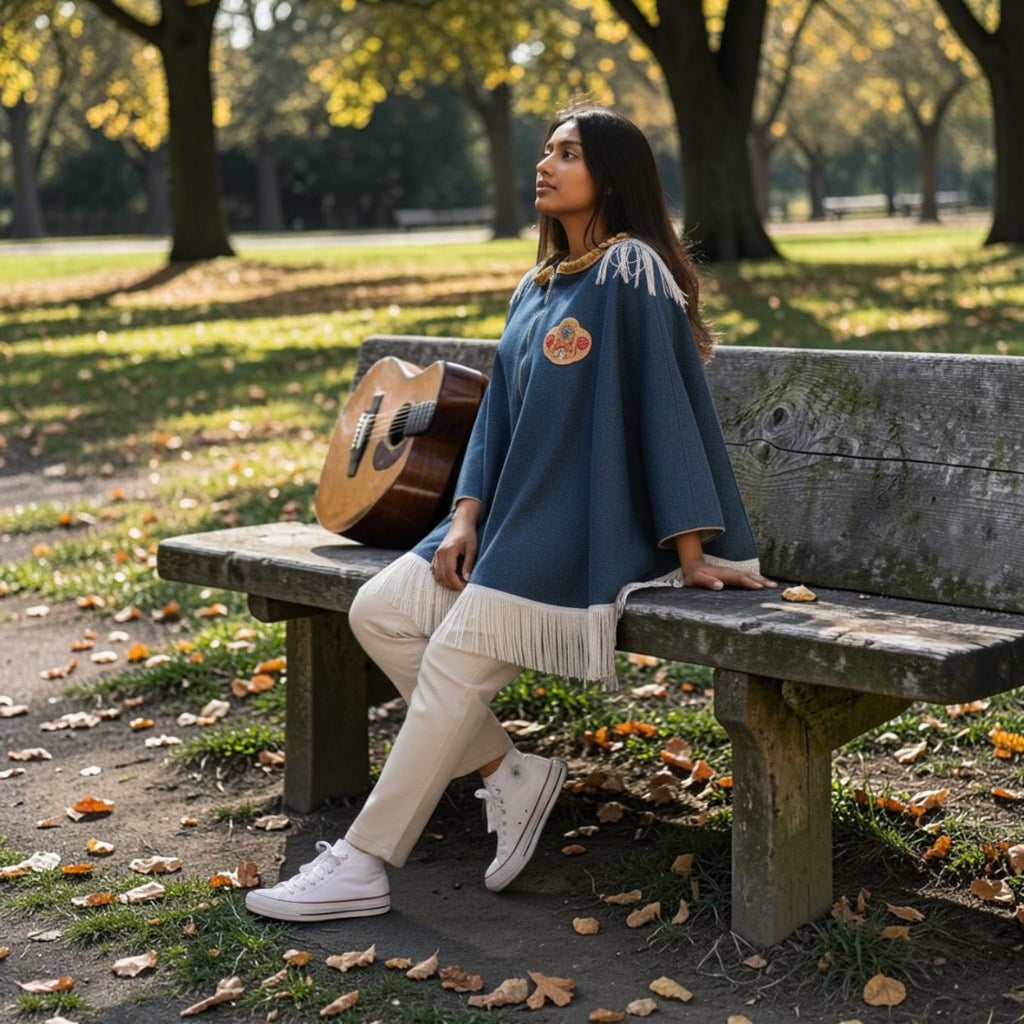 Unisex Denim, Fringe Cape Versatile for Many Occasions
