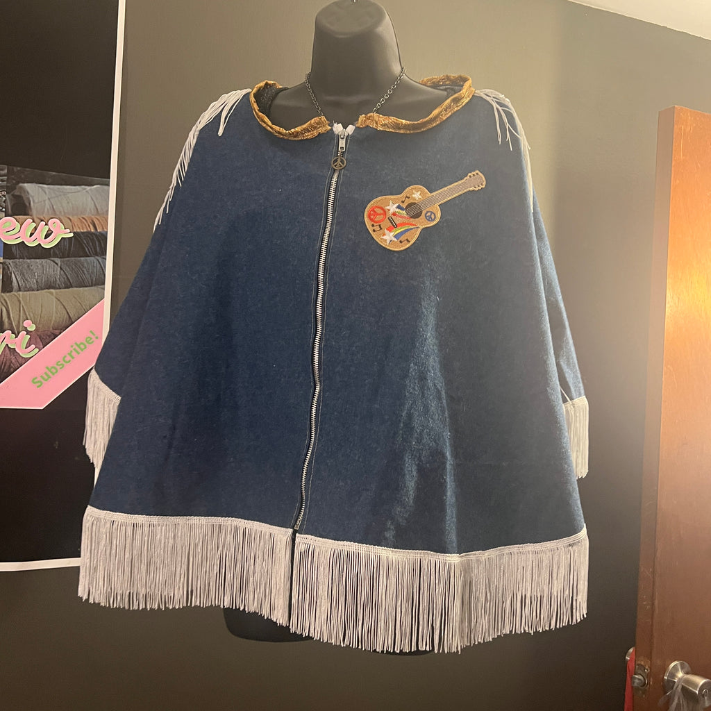 Unisex Denim, Fringe Cape Versatile for Many Occasions