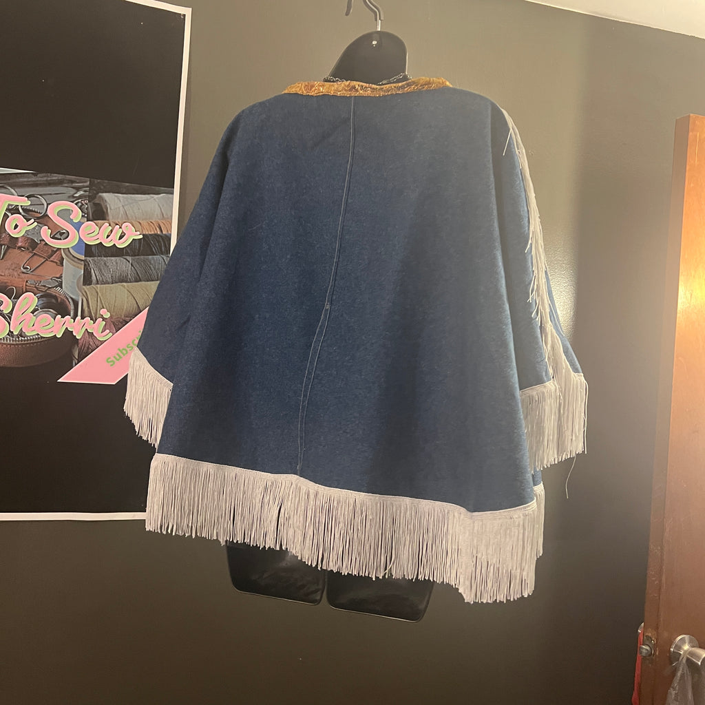 Unisex Denim, Fringe Cape Versatile for Many Occasions